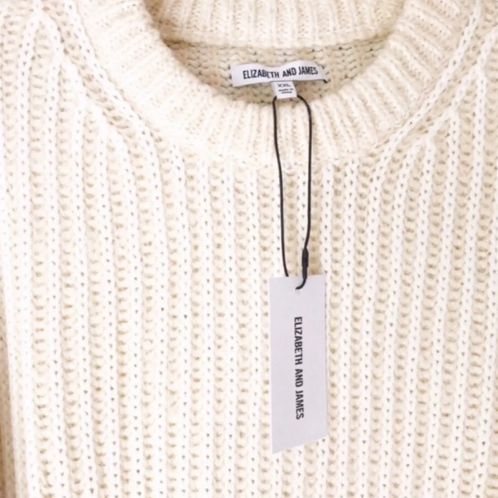 Elizabeth and James Cream Fisherman’s Rib Sweater SIze XXL - Picture 11 of 13